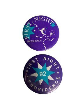 Vintage First Night Providence Buttons 1989 1992 Purple New Years Eve Pins